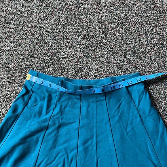 Torquoise Blue Green Midi Knee-Length Panel Pleated Stretch Full Circle Skirt M - Picture 14 of 15